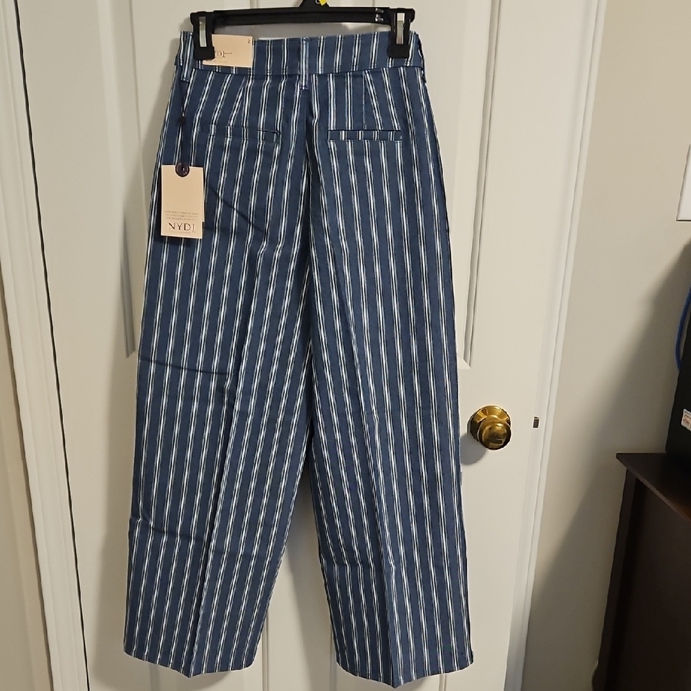 NYDJ Blue and White Striped Wide-Leg Chinos - Picture 7 of 8